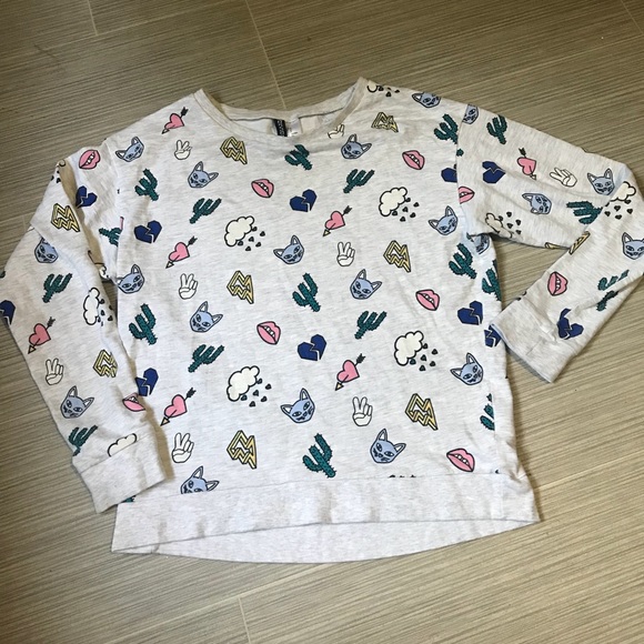 H&M Kitten and Cactus Printed Top Size Small - Picture 1 of 4